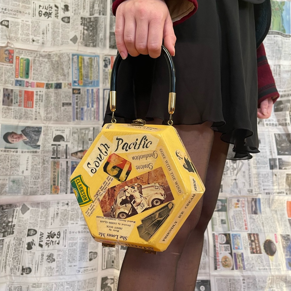 vintage wooded box decoupage bag